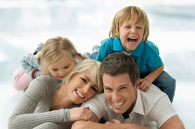 happy family and a man who left to drink